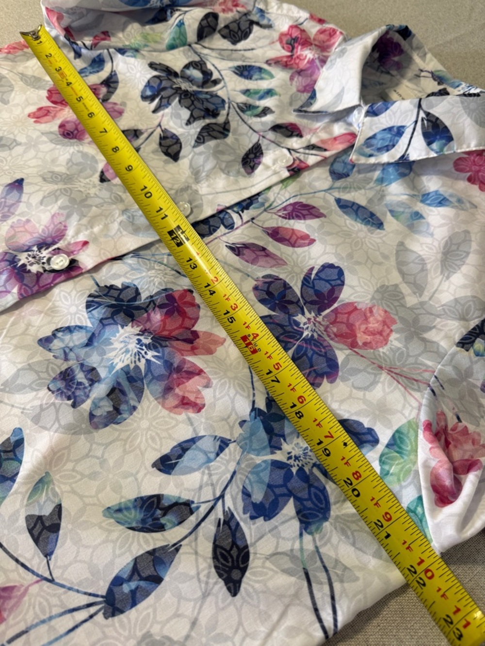 Alfred Dunner Petite Floral Button-Up  3/4 sleeve shirt SZMP - Picture 7 of 15